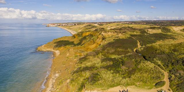 Ambleteuse _ Dunes de la Slack _ Vue aérienne sur les Dunes de la Slack et Ambleteuse © CRTC Hauts-de-France – Stéphane Bouilland